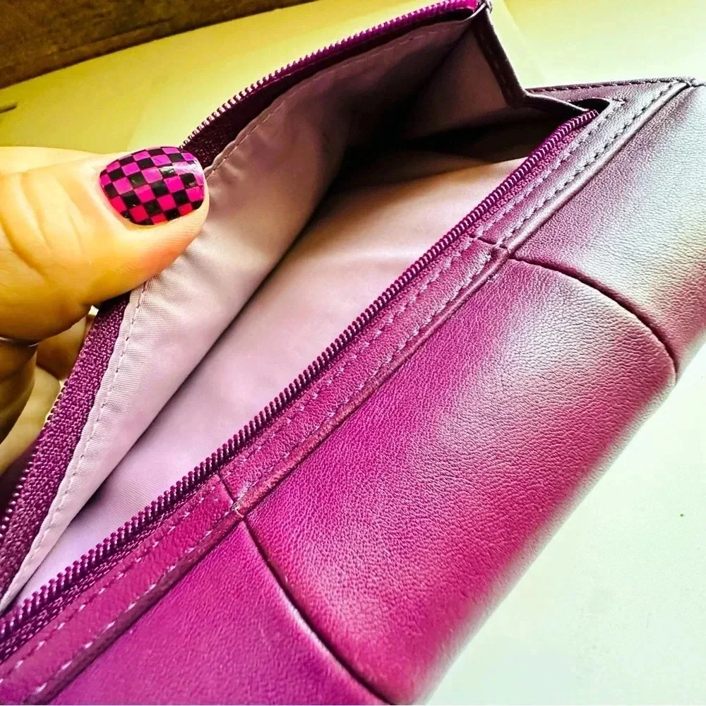 Coach Kristin Large Leather Checkbook Tri Fold Envelope Wallet